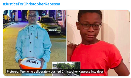 If a black boy pushed a white boy to his death in a river, then lied about it, I'm not sure a coroner would say: ''Pugh pushed Christopher into the water in a misplaced sense of fun, namely as a prank.'  #JusticeForChristopherKapessa
1/

bbc.co.uk/news/uk-wales-…