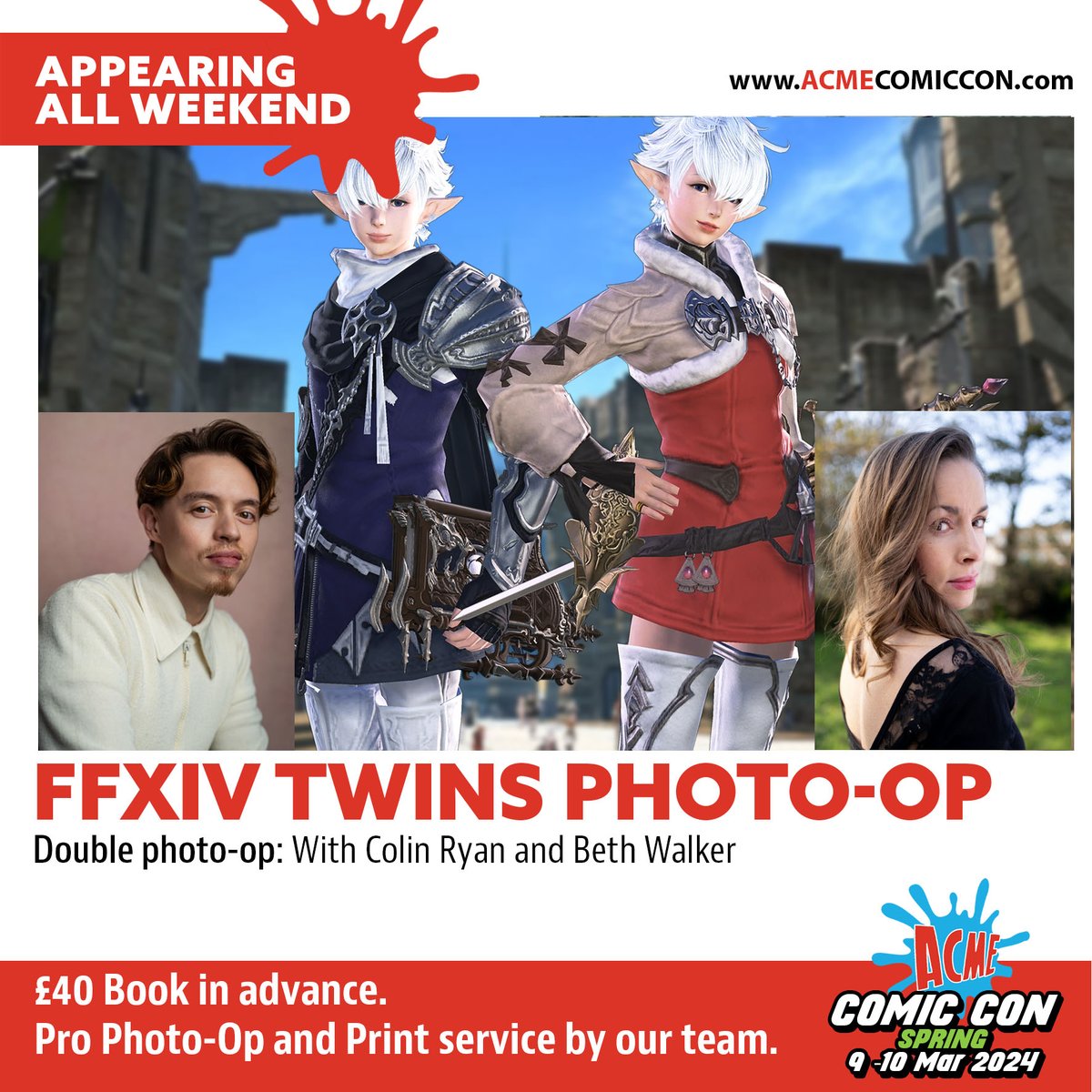 We're delighted to welcome <a href="/Bwalkerj/">Bethan Walker 🎬🎭🎤</a> and <a href="/ColinRyan/">Colin Ryan</a> best known for portraying the twins, Alisaie and Alphinaud in Final Fantasy XIV to ACME

💥 Pre-order your photo ops &amp; autographs today: tinyurl.com/69t8e4kn

#ACME #acmecomiccon #comicconscotland #ffxiv #ff #FinalFantasyXIV