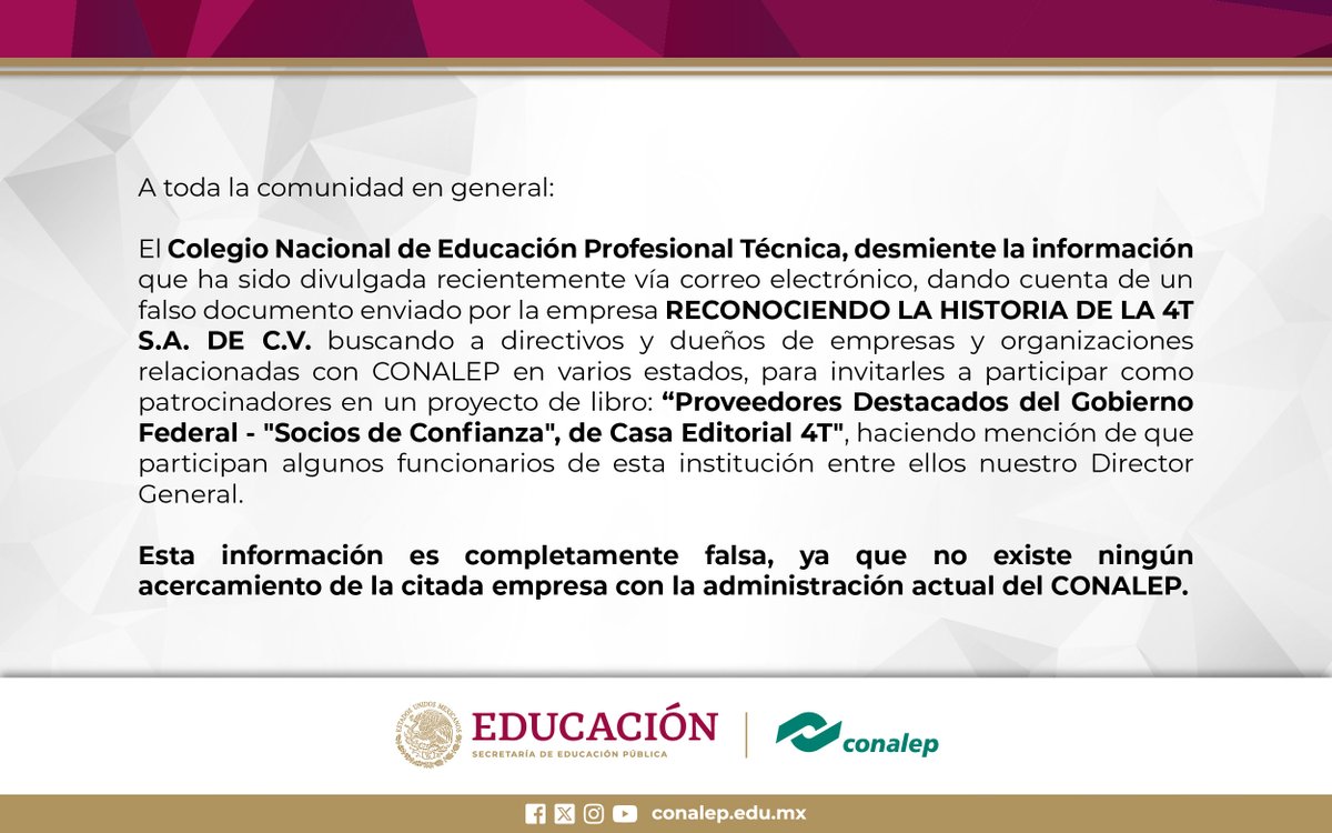 CONALEP_Mex's tweet photo. ⚠️Atento Comunicado⚠️ https://t.co/vbmPPfGMsQ