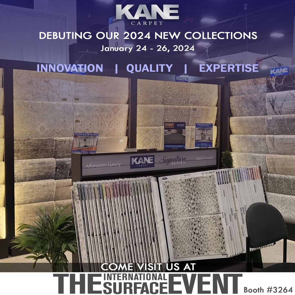 We're debuting our 2024 new collections at The International Surface Event!

Come visit us at booth #3264

#surfaces #surfaces2024 #flooring #carpet #tise2024 #tiseevent #theinternationalsurfaceevent #kanecarpet #customrugs #interiordesign #carpetsupplier