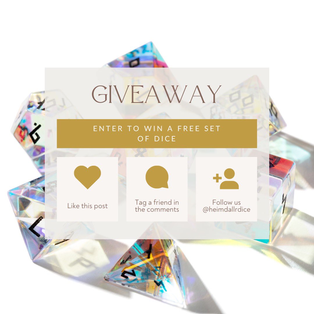 HeimdallrDice's tweet photo. Giveaway time! We’re looking to gift some metal dice AND a set of liquid core dice! 

Contest runs until tomorrow EOD! And be sure to follow us on Instagram (same username) for more chances to win. 

#Giveaway https://t.co/zaz176ANMG