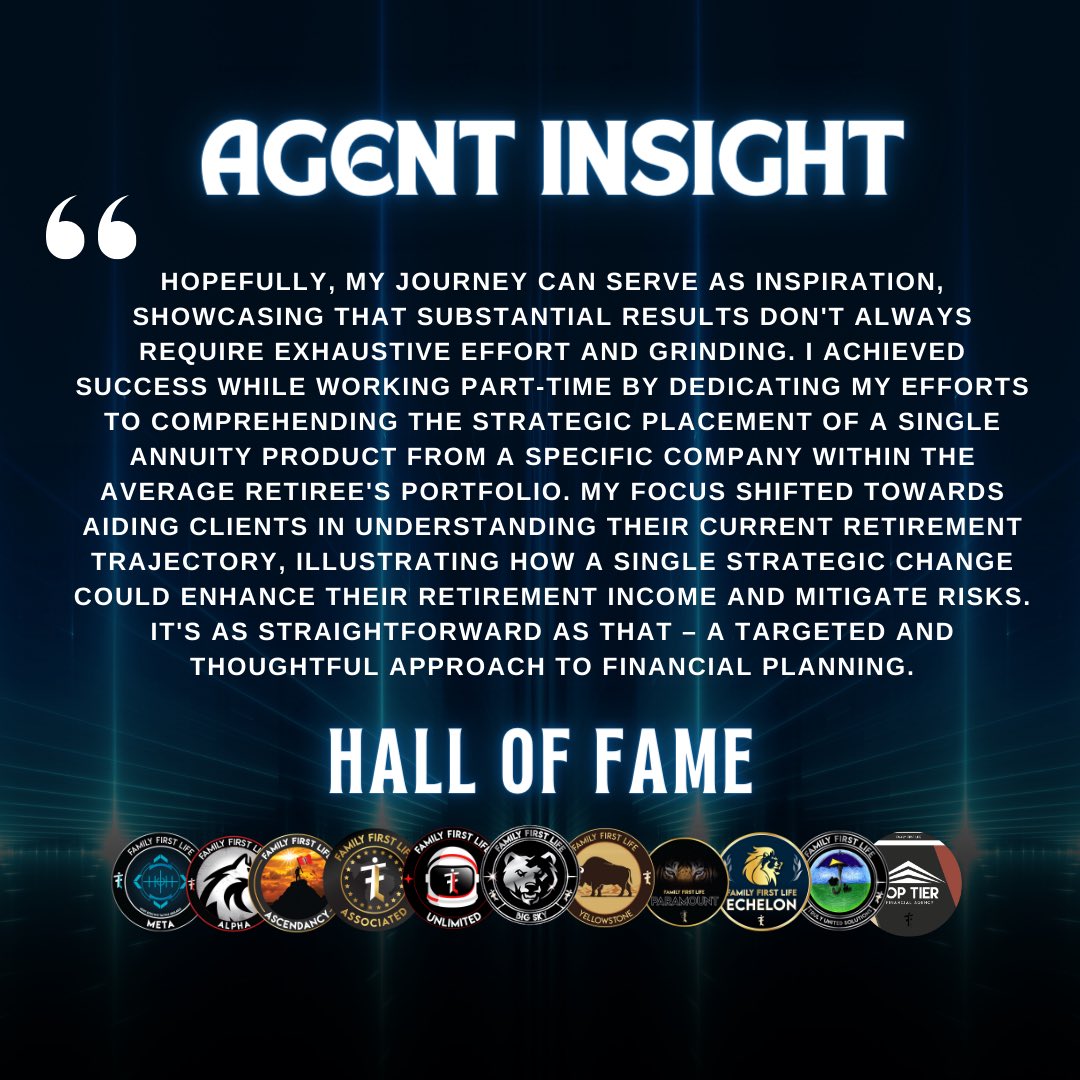 Congratulations Ryan, on your well-deserved Hall of Fame induction! Your unwavering commitment and consistency in this journey have paid off in the most rewarding way. Here’s to protecting more families and achieving even greater heights!” 🌟🏆 #halloffameryan
