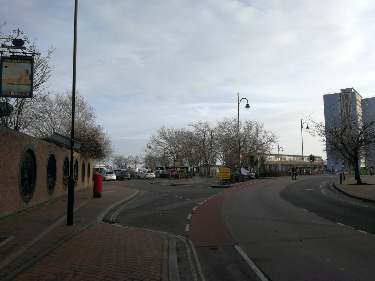 CycleGosport's tweet photo. Beware! Work began today on the new bus station site and new taxi rank/pick-up opened. Area now fenced off &amp; cycle lane blocked -  take care. Mumby Rd to the Ferry walkers &amp; riders are worst affected. Better signage needed. @GosportFerry @hantshighways @cj_dinenage @PompeyBUG https://t.co/wUYEts77ms