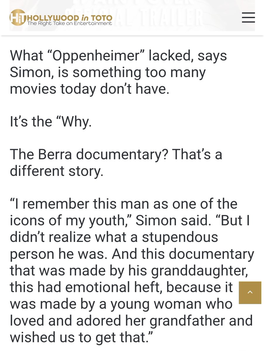 #Oscar -nominated screenwriter Roger L. Simon says <a href="/itaintoverdoc/">It Ain’t Over</a> grabbed him more than any other film last year! Thanks for the kind words, Roger, and thanks to <a href="/HollywoodInToto/">Christian Toto</a> for this article. 🙏⚾️❤️🎬hollywoodintoto.com/roger-l-simon-…
#Yankees #Mets #MLB #ItAintOver