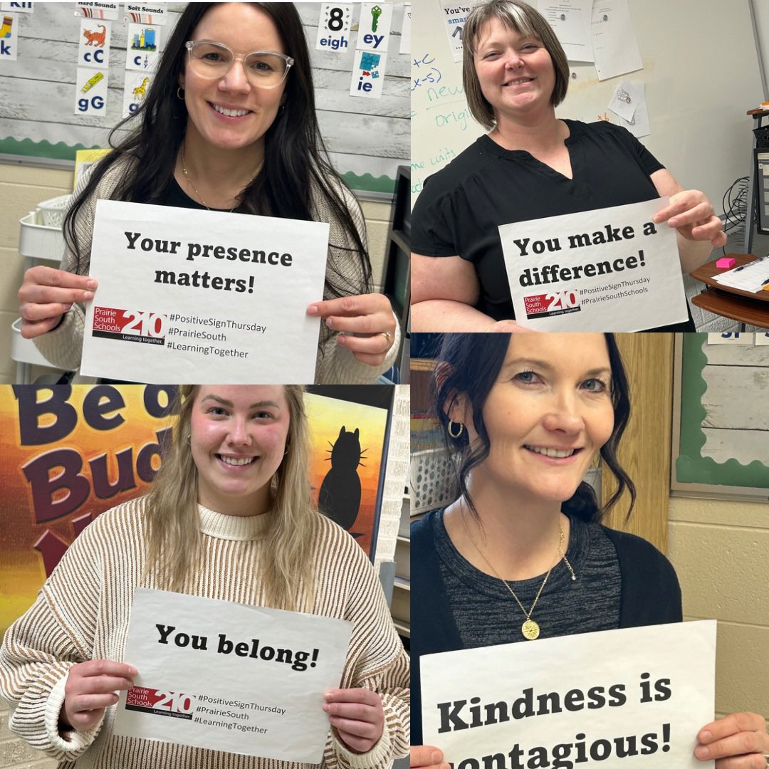 DustinSwanson's tweet image. It is #PositiveSignThursday today in @PrairieSouth. Thank you to some of the Bengough School staff for participating this week! #PrairieSouth