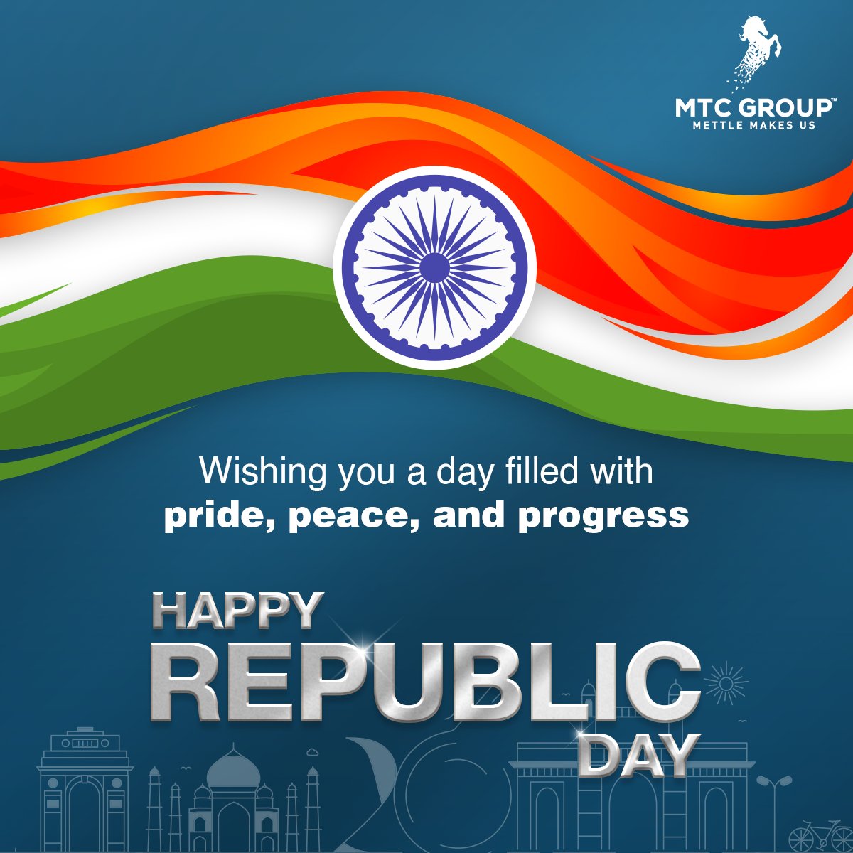 Hearty wishes for Republic Day. Let us strive for a prosperous India. #MTCGroup #RepublicDay #India #RepublicDayIndia #Nation #75thRepublicDay #RepublicDayCelebration