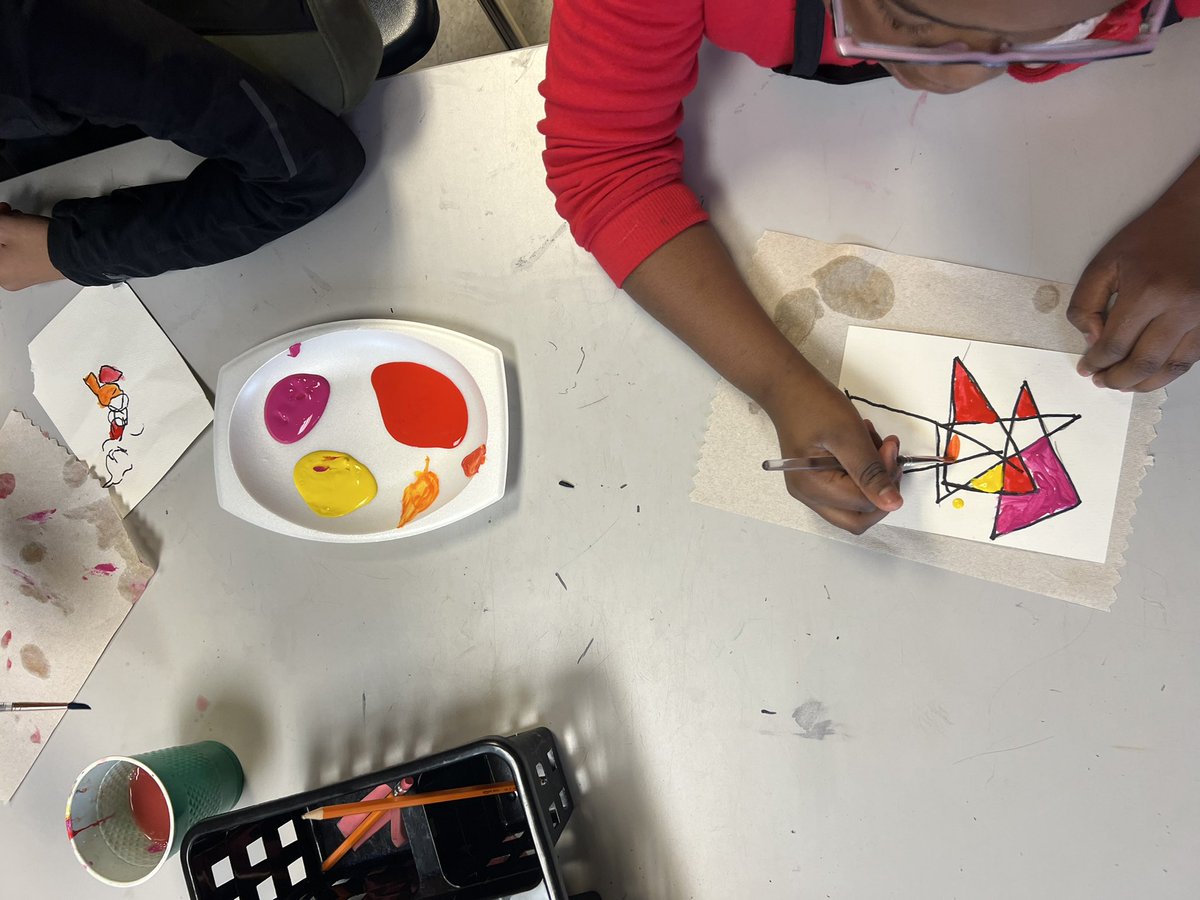 Third grade is making abstract art by overlapping geometric and organic shapes. We are also reviewing our color unit as we reflect on how to mix colors. <a href="/LVESCHOOL/">Livingston Elem (LVES)</a>