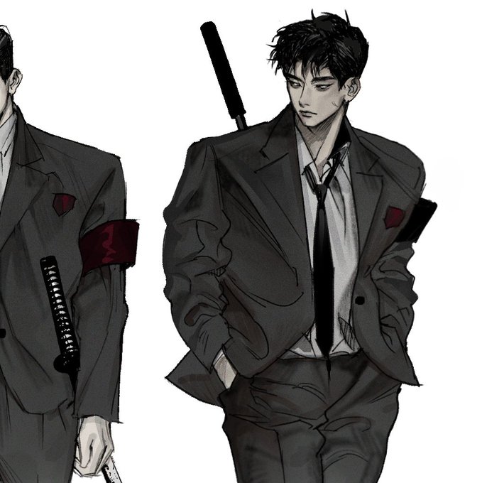 「black necktie weapon on back」 illustration images(Latest)