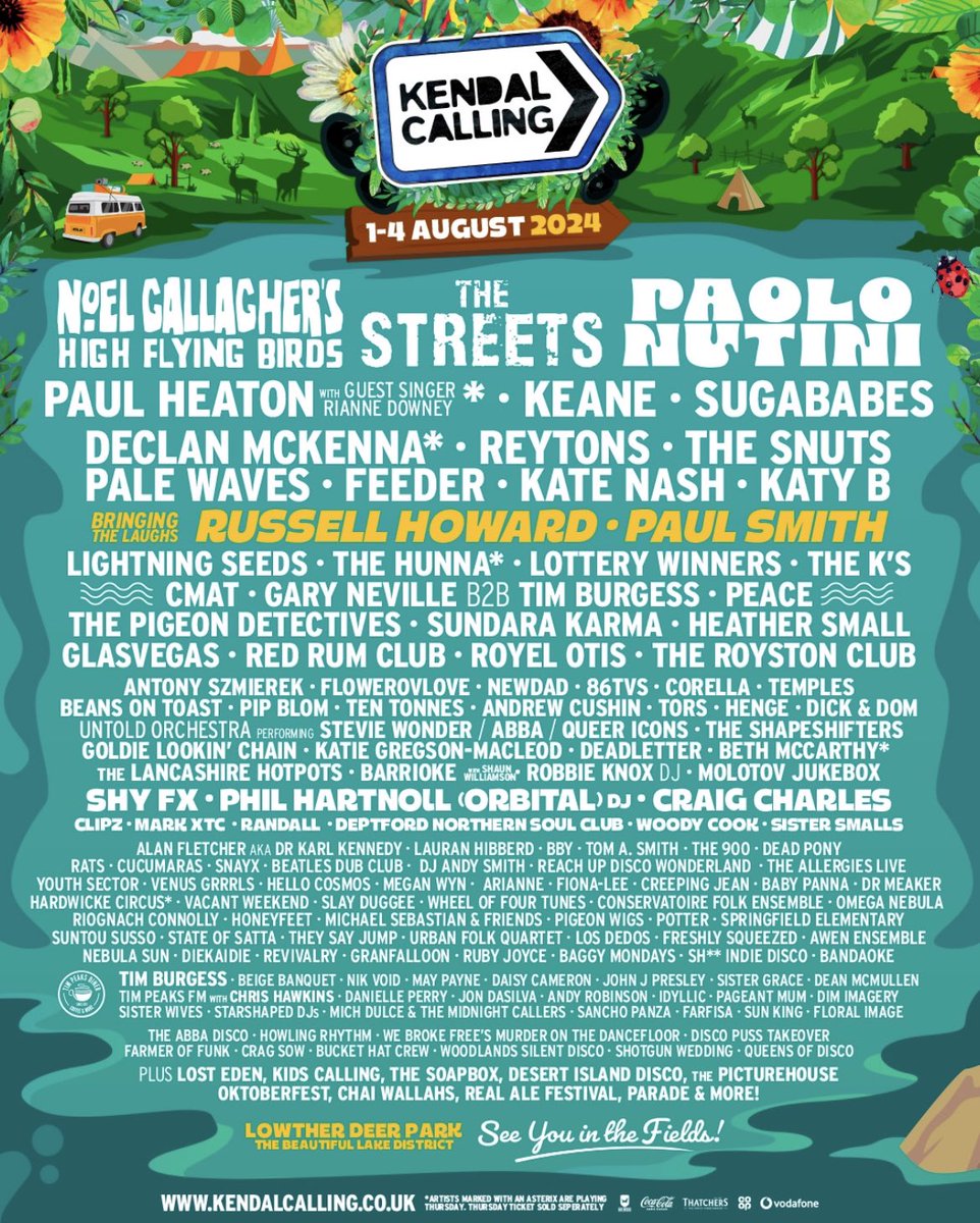Buzzzzzed to be heading to @KendalCalling this summer courtesy of @Tim_Burgess with this far out, psychedelic brew of a line up for psych Sunday 😎🔮