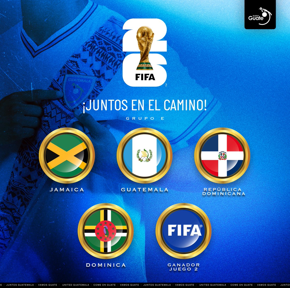 fedefut_oficial's tweet photo. 💙🇬🇹𝗝𝗨𝗡𝗧𝗢𝗦 𝗘𝗡 𝗘𝗟 𝗖𝗔𝗠𝗜𝗡𝗢

#SeleMayor ya conoce sus rivales en la eliminatoria hacía la Copa del Mundo de la FIFA 2026.

> ɢʀᴜᴘᴏ ᴇ <
🇯🇲ᴊᴀᴍᴀɪᴄᴀ
🇬🇹ɢᴜᴀᴛᴇᴍᴀʟᴀ
🇩🇴ʀᴇᴘᴜ́ʙʟɪᴄᴀ ᴅᴏᴍɪɴɪᴄᴀɴᴀ
🇩🇲ᴅᴏᴍɪɴɪᴄᴀ
🏳️ɢᴊғɪғᴀ

#VamosGuate #ModoSelección 💙🇬🇹 https://t.co/mrQ8rgNGyc