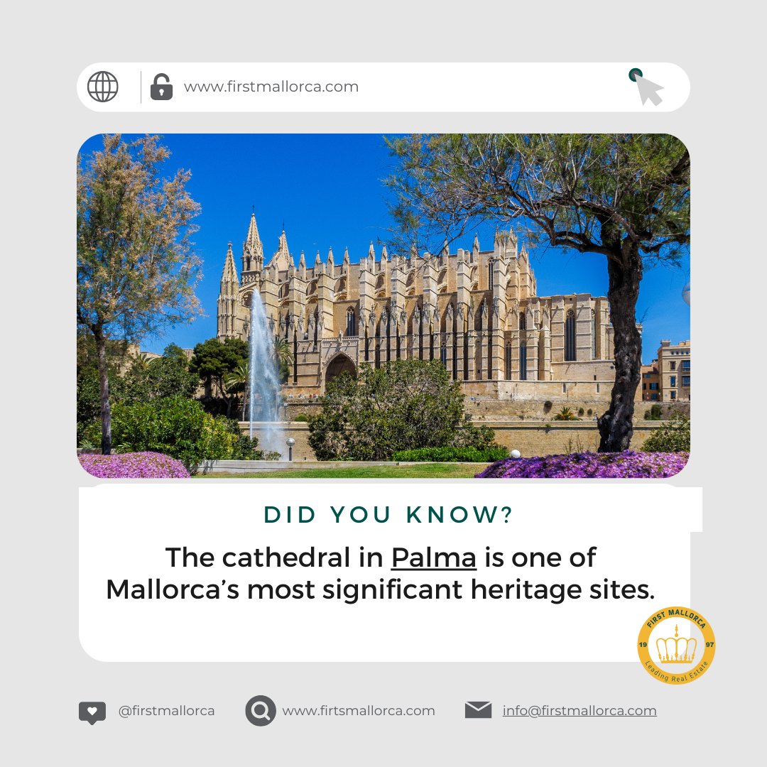 The impressive La Seu cathedral in Palma is one of Mallorca’s most significant heritage sites. It is a huge cathedral built on the site of a former mosque. 😯
The building of the cathedral began in 1230 and continued for 400 years. 
#Mallorca