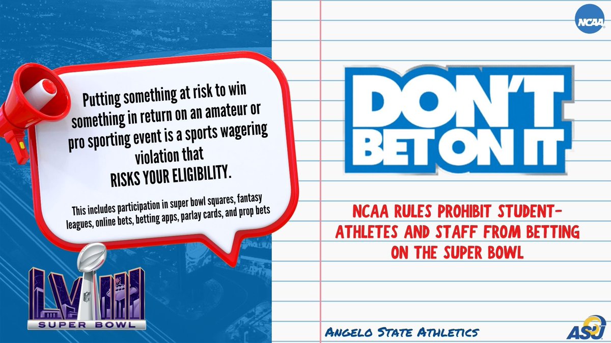 Reminder: With championships/Super Bowl coming up…Don’t Bet On IT! <a href="/angeloathletics/">Angelo State Athletics</a>
