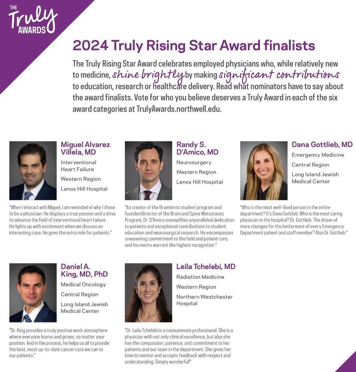 Congratulations to Dr. @RandyDAmico_MD on being named one of @NorthwellHealth’s Truly Rising Star Award finalists for the 2024 Truly Awards! 🌟🏆👏 You are an extraordinary provider and are truly deserving of this honor.