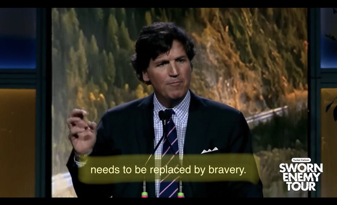 SabineWalkerNo2's tweet image. Dear Canadians 🇨🇦 who cherish #democracy , #basicrights , #bodilyautomony , #freedom , these words are offered by @TuckerCarlson ❤️ during his inspiring #LiberatingCanada #WakeUpCanada! speech in #Calgary:

„… [Canadians’] #timidity needs to be replaced by #BRAVERY.“

@echipiuk
