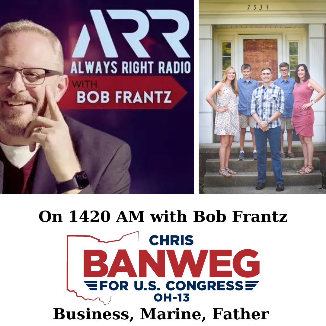 banweg's tweet photo. I had a great time joining Bob Frantz to talk about the issues and why I'm running for Congress. I'm on at about the 1:21:00.

We can't expect things to change if we keep sending the same type of people to DC. Let's give the voters a real alternative, with something authentic.

1-25-24 | Always Right Radio With Bob Frantz https://t.co/pS6CV0MHGC