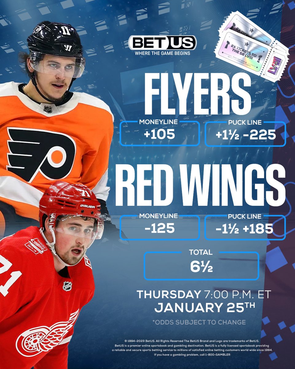 #NHL | 🟠 Philadelphia Flyers vs Detroit Red Wings 🔴

🔸 Travis Konecny to score 1+ Goals (+120) 

📲: bit.ly/TW-NHL125

#LetsGoFlyers #LGRW