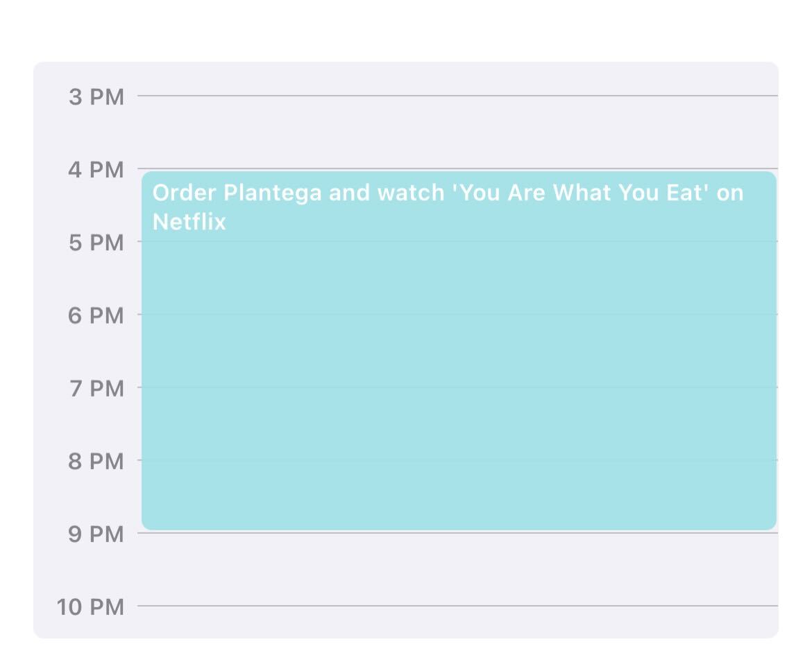 Oh sorry, I can't. I'm booked and busy this weekend. #plantega #netflix #YouAreWhatYouEat