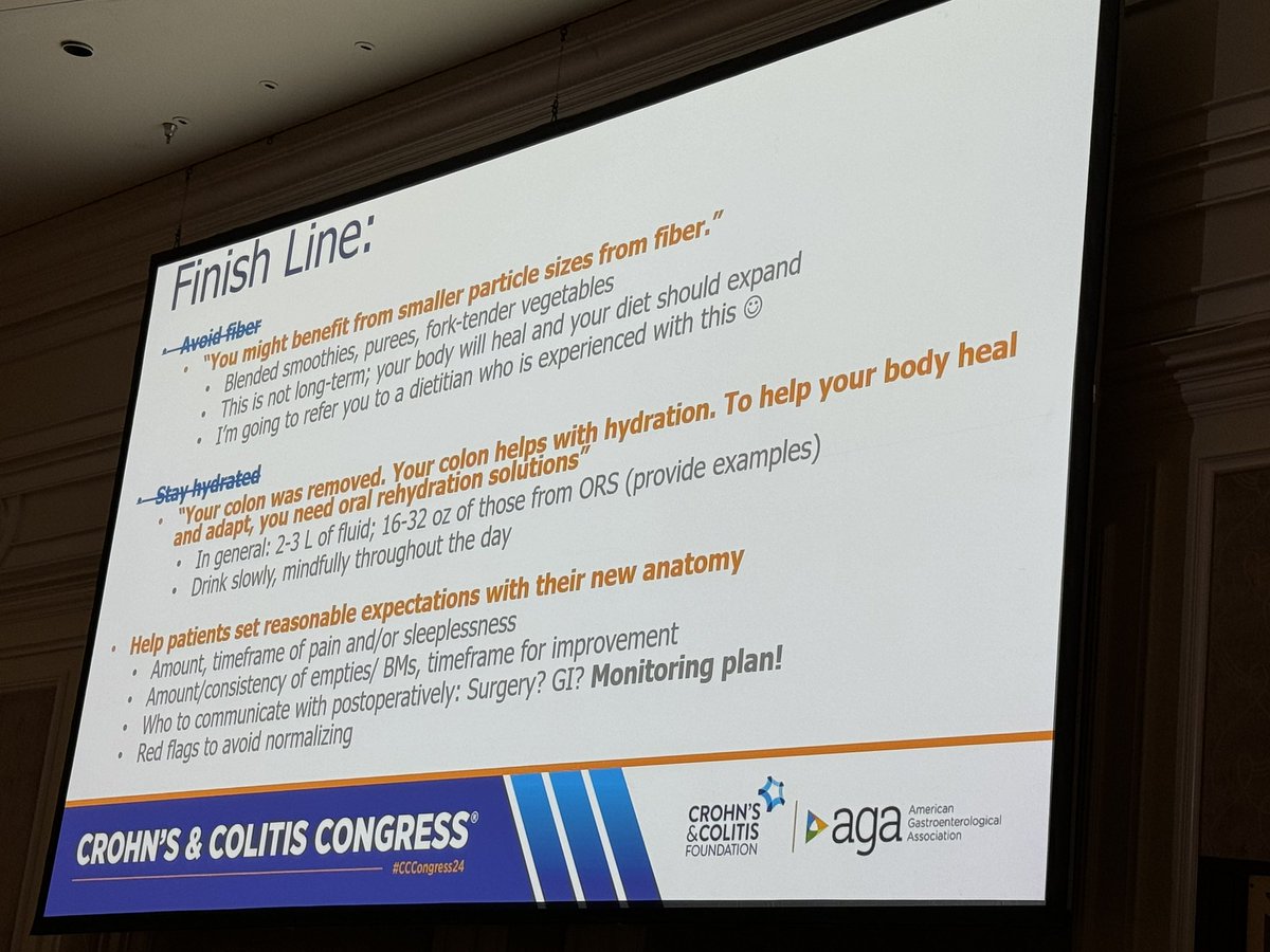 Incredible to have @StaceyNellC_RD provide a #dietitian POV on HOW to talk to #IBD #patients w/ #jpouch or #ileostomy as it relates to #diet & #hydration #fiber #CCCongress24 #IBDResearch #IBDDiet #IBDEducation #IBD #Crohns #UlcerativeColitis #enfermedaddeCrohn