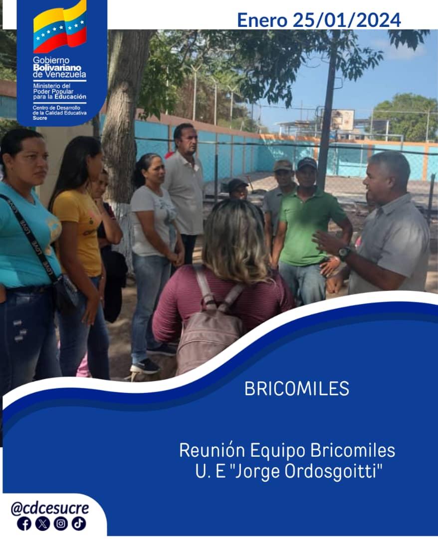 CDCE Estado Sucre (@cdcesucre) on Twitter photo Reunión con el equipo Bricomiles de la U.E "Jorge Ordosgoitti" para tratar Avances de la Rehabilitación de la institución para su pronta inauguración.
#DiálogoYDiplomacia
#juntossepuede💪
<a href="/NicolasMaduro/">Nicolás Maduro</a>
<a href="/Gilbertopinto/">gilberto pinto</a>
<a href="/JulioRodriguez/">Julio C Rodriguez</a>
@MPPEDUCACION
<a href="/_LaAvanzadora/">Yelitze Santaella</a>
<a href="/KarenlyPSUV/">Karenly Sánchez</a> Reunión con el equipo Bricomiles de la U.E "Jorge Ordosgoitti" para tratar Avances de la Rehabilitación de la institución para su pronta inauguración.
#DiálogoYDiplomacia
#juntossepuede💪
<a href="/NicolasMaduro/">Nicolás Maduro</a>
<a href="/Gilbertopinto/">gilberto pinto</a>
<a href="/JulioRodriguez/">Julio C Rodriguez</a>
@MPPEDUCACION
<a href="/_LaAvanzadora/">Yelitze Santaella</a>
<a href="/KarenlyPSUV/">Karenly Sánchez</a>