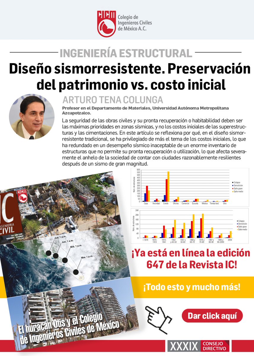 CICMoficial's tweet photo. “DISEÑO SISMORRESISTENTE. PRESERVACIÓN DEL PATRIMONIO VS. COSTO INICIAL”, un artículo de Arturo Tena Colunga. Todo esto y mucho más en la edición número 647 de la Revista IC Ingeniería Civil.

¡Ya está disponible en línea!

Puedes consultarla en: https://t.co/uxucdZK2KZ https://t.co/hmgjFmp6kj