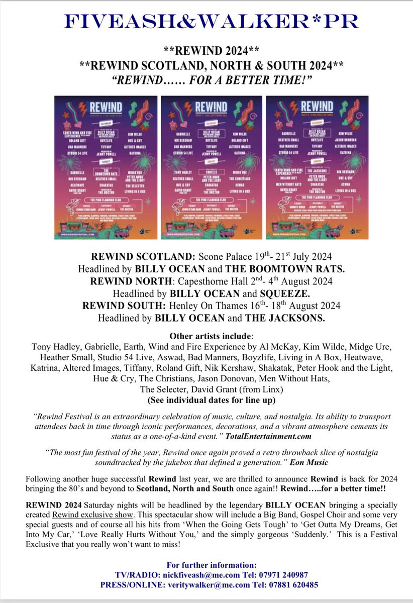 Loving80sMusic's tweet photo. 🥳The line-up is out for @rewindfestival #2024. ⭐️
Super excited to be doing the backstage interviews again ❤️❤️❤️#rewindscotland #rewindnorth #rewindsouth.
Tickets 👉👉 https://t.co/VQt4pccwZR
Official press release👇👇👇 https://t.co/zqWJlG37BX
