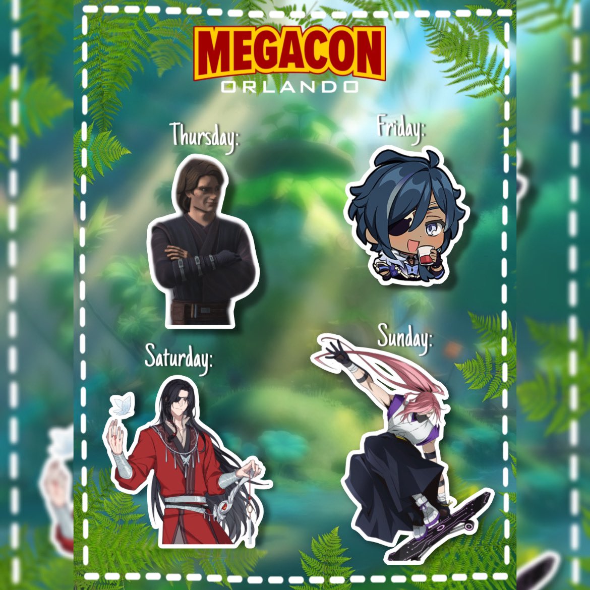 aoikitsu's tweet photo. Twitter Fam gets to see it first!! Here’s my official Megacon Orlando lineup! It’s my first time going to this con for all four days and I’m excited! I don’t have any plans for the con so feel free to say hi!💜🌟
#megaconorlando https://t.co/L34Oe6gYUD