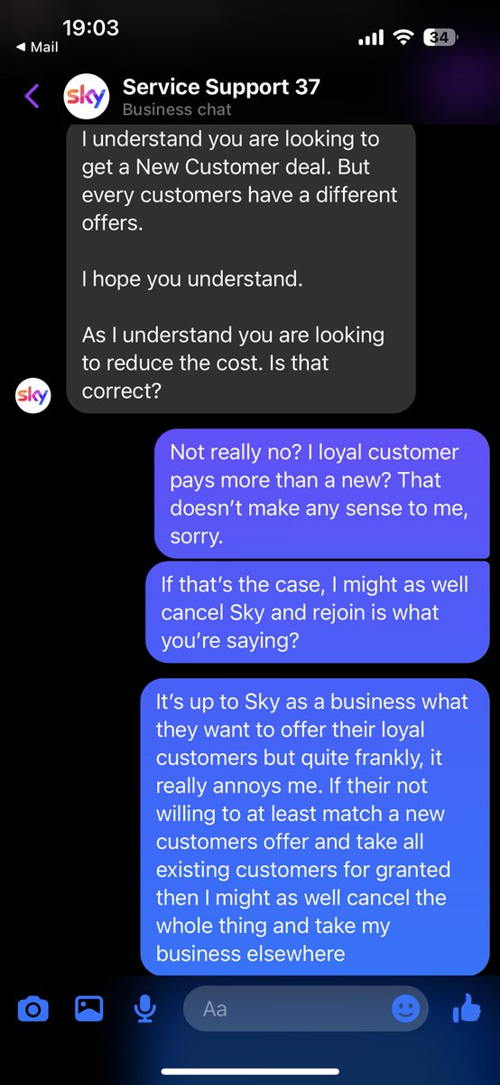 DanWilcox92's tweet photo. Absolute joke @SkyHelpTeam. It appears all existing, loyal Sky customers are getting taken for a mug! 😤 https://t.co/KXOMdHcJJn
