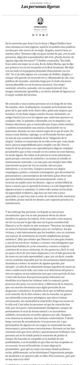 joaquinfdez_97's tweet photo. @inesottta Hay una columna de Javier Marías que, pienso, refleja muy bien a esas personas que describes. Me parece maravillosa y la releo con frecuencia. https://t.co/oqyJXoRTYQ