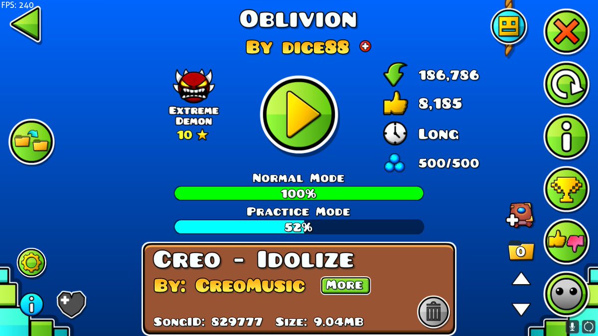 weyolll5's tweet photo. OBLIVION 100% NEW HARDEST (y hardest de madrid) 55.602 attempts https://t.co/ZnVqau6sCF