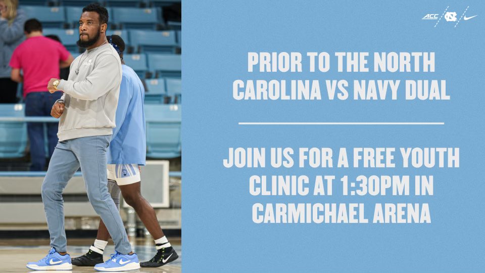 Prior to Sunday’s dual against Navy, join us for a FREE Youth Clinic, beginning at 1:30! 

#GoHeels | #TogetherWeWin