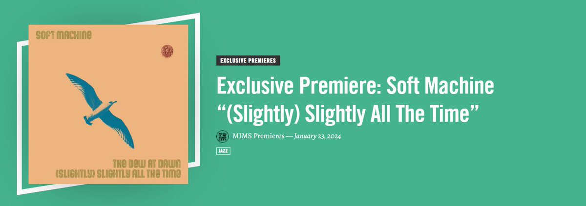 <a href="/MIMSanctuary/">Music Is My Sanctuary</a> have exclusively premiered "(Slightly) Slightly All the Time" from the forthcoming Soft Machine 7" vinyl on <a href="/MODRecordsSE18/">My Only Desire Records</a> so you can now hear the track in full 👇👇👇👇 
musicismysanctuary.com/exclusive-prem… 

#softmachine #vinyl #7inchvinyl #jazz #jazzrock #britjazz45s