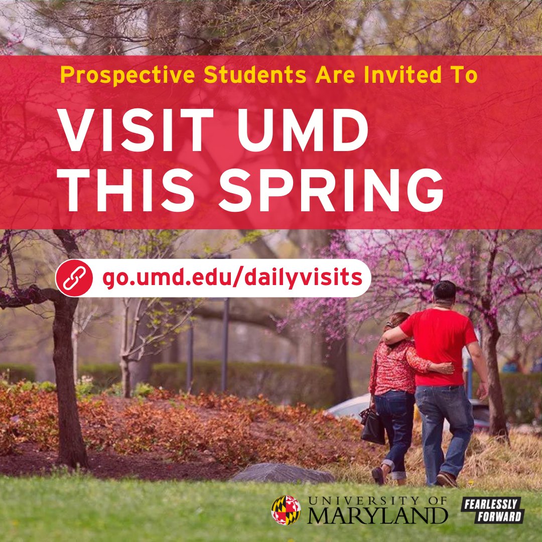 📆 Spring is a great time for prospective students to come visit UMD! Registration is now open for Terrapin Tours and Maryland Information Sessions & Tours: go.umd.edu/OUAcalendar #BeATerp