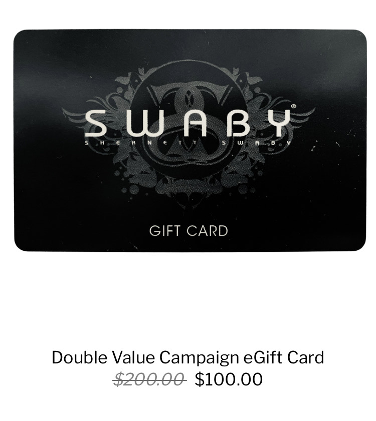 SwabyRebel's tweet photo. Don’t miss out on the ultimate treat from our Swaby New York Campaign! Get your hands on our exclusive Swaby gift card valued at $200, now on sale for just $100!  Hurry, this offer is only available while supplies last! 🎉 #swabyrebel #giftideas #giftsforher https://t.co/PjmytgvFTF