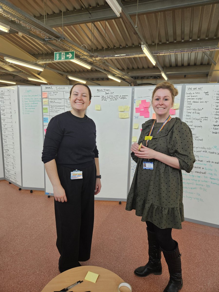 Adapting to OPEL4! Nat and Chloe took the improvement meeting to the team members on the shop floor, crafting an affinity diagram for pediatric hypoglycemia causes on the go. 💡 #CQI  #TeamWork #FY2 #qip
