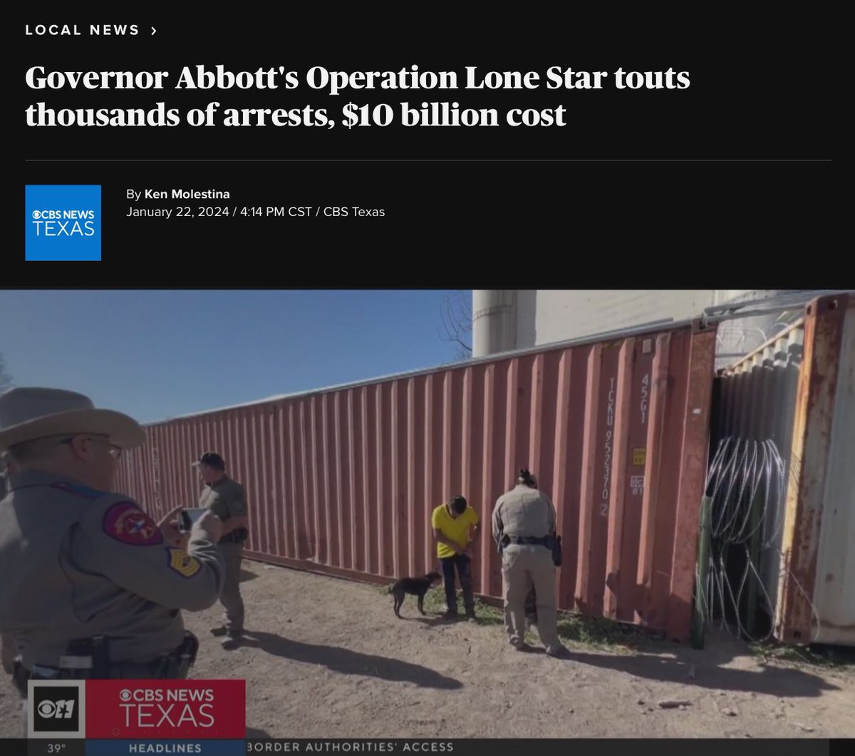 @vznative @demosthenes_lok @Michael_Yon Other Texans have been demanding the enforcement of Article IV Sec 4 since 2021. Abbott has yet to take any meaningful action to actually secure the border, despite spending $10B on Operation Lone Star. It’s more of a wealth distribution scam than an actual op. #DetainAndDeport