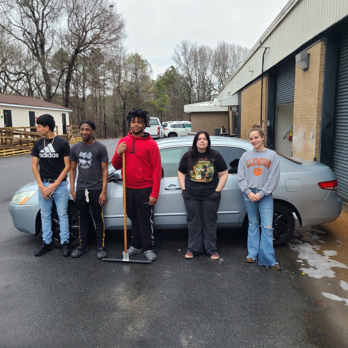 Auto collision students finishing their first whole car job of the year.  Wish I had a before picture to share but it's 100% better.    @asetests <a href="/JimStill23/">Jim Still</a> @gwd50schools