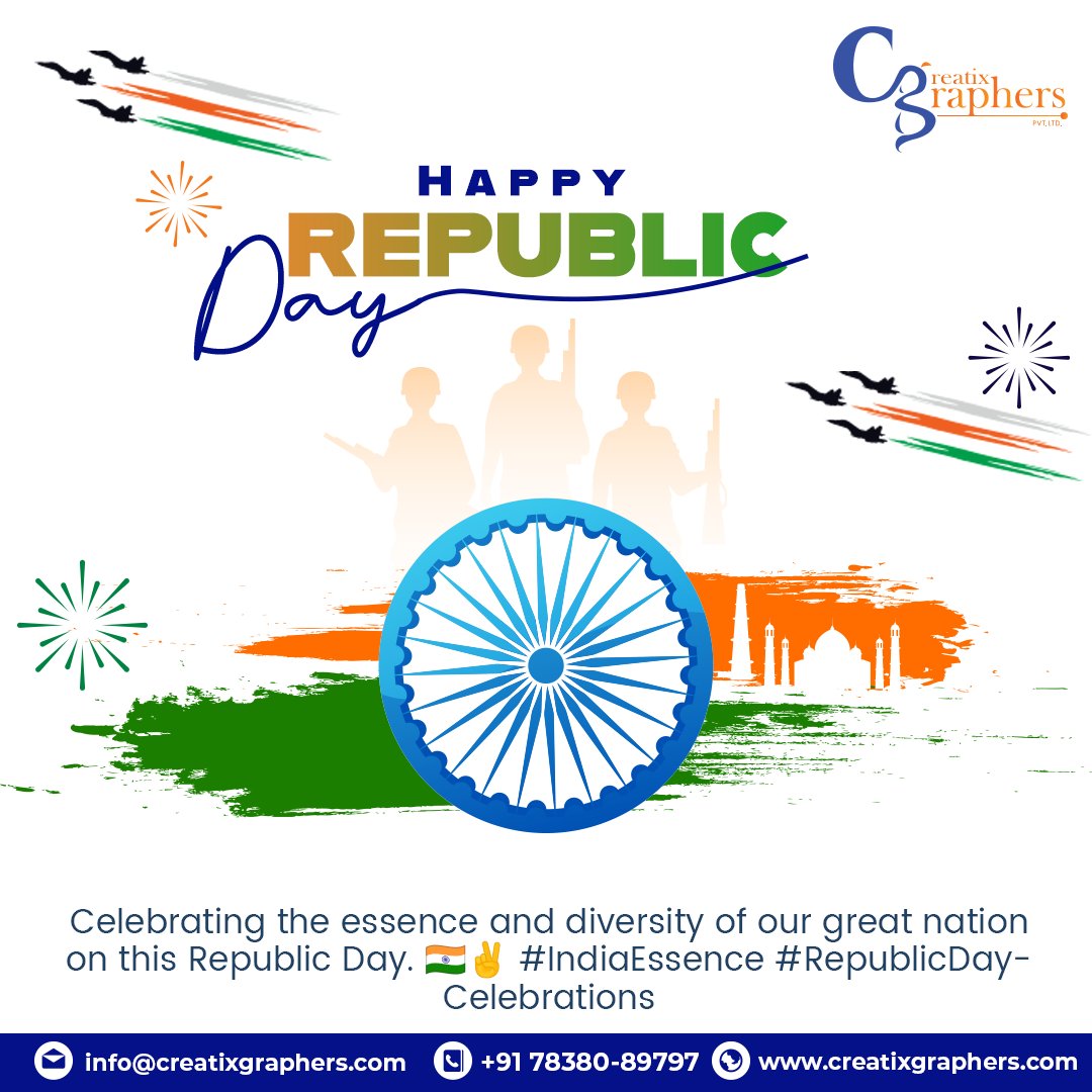 creatixgraphers's tweet photo. #Let's take a moment to appreciate the beauty of our diverse culture and heritage. #Happy Republic Day! 🇮🇳🌸

 #CelebrateCulture #RepublicDayPride #26january
#republicday
#creatixgraphers 
#creatixgrapherspvtltd https://t.co/kRoTvz306i