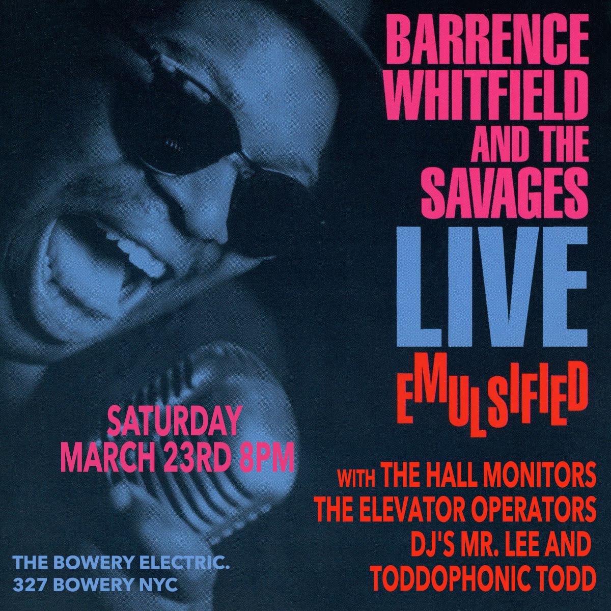 📣 @BarrenceWhitfld RETURNS TO NYC with The Hall Monitors & The Elevator Operators on MARCH 23rd ❗ DJ's Mr. Lee and Toddophonic are spinning before and after the show 📀 GET YOUR TICKETS NOW 🎟 ticketweb.com/event/barrence…