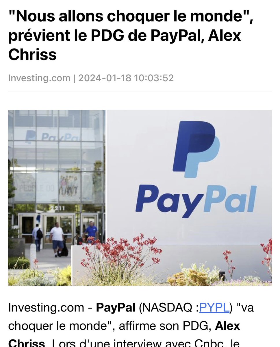 Nous allons choquer le monde… bon bah ça fait -4… voilà voilà #paypal $PYPL