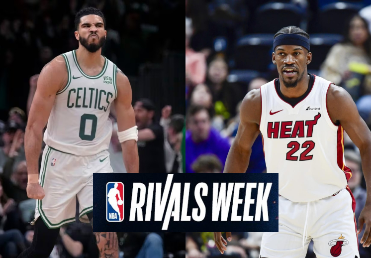 VivaBasquet's tweet image. ¿Favorito en la #rivalsweek de #NBA ?

Boston y Miami se enfrentan esta noche en casa de #HEATCulture , será el segundo duelo de la temporada, el primero fue para #DifferentHere 

Jayson Tatum (27.0p) y Jimmy Butler (20.9p) son dos de las figuras que veremos frente a frente.