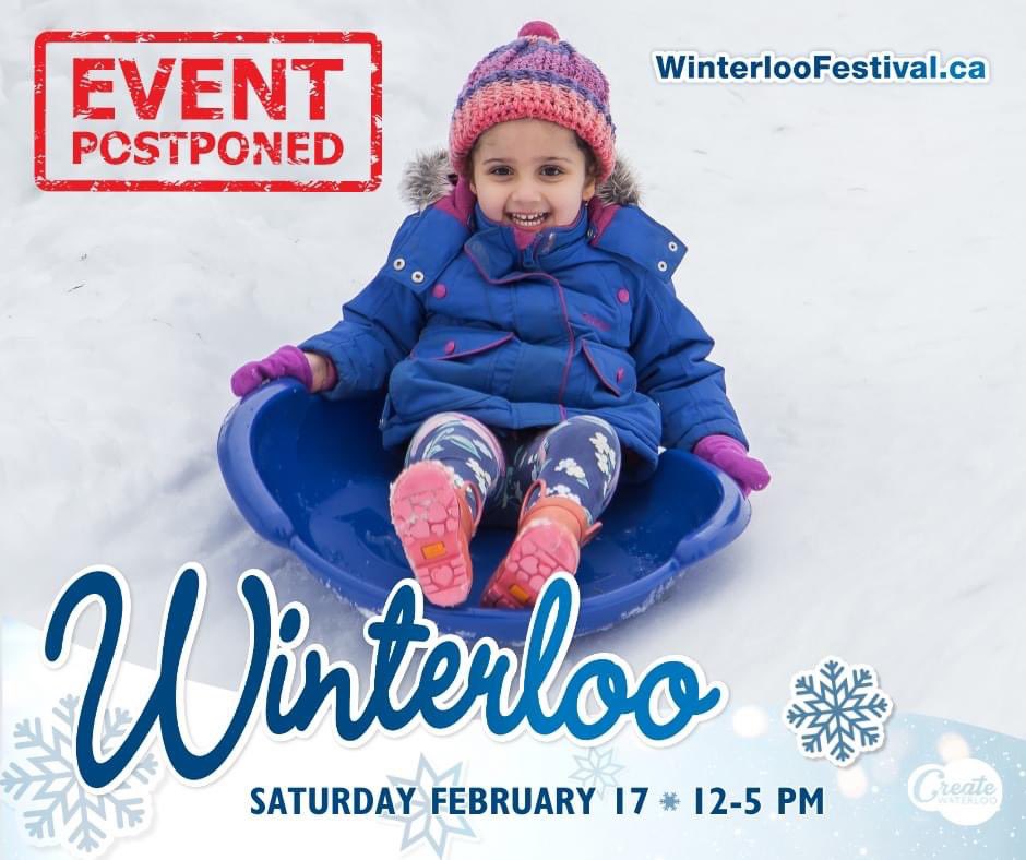 📣As our winter wonderland is slowing disappearing, #Winterloo has been rescheduled to Saturday, February 17, 2024.

The <a href="/uptownwaterloo/">Uptown Waterloo</a> Comfort Food Crawl will still be happening so don’t worry if you’ve already purchased tickets!

#LetItSnowLetItSnowLetItSnow❄️🤞🏻