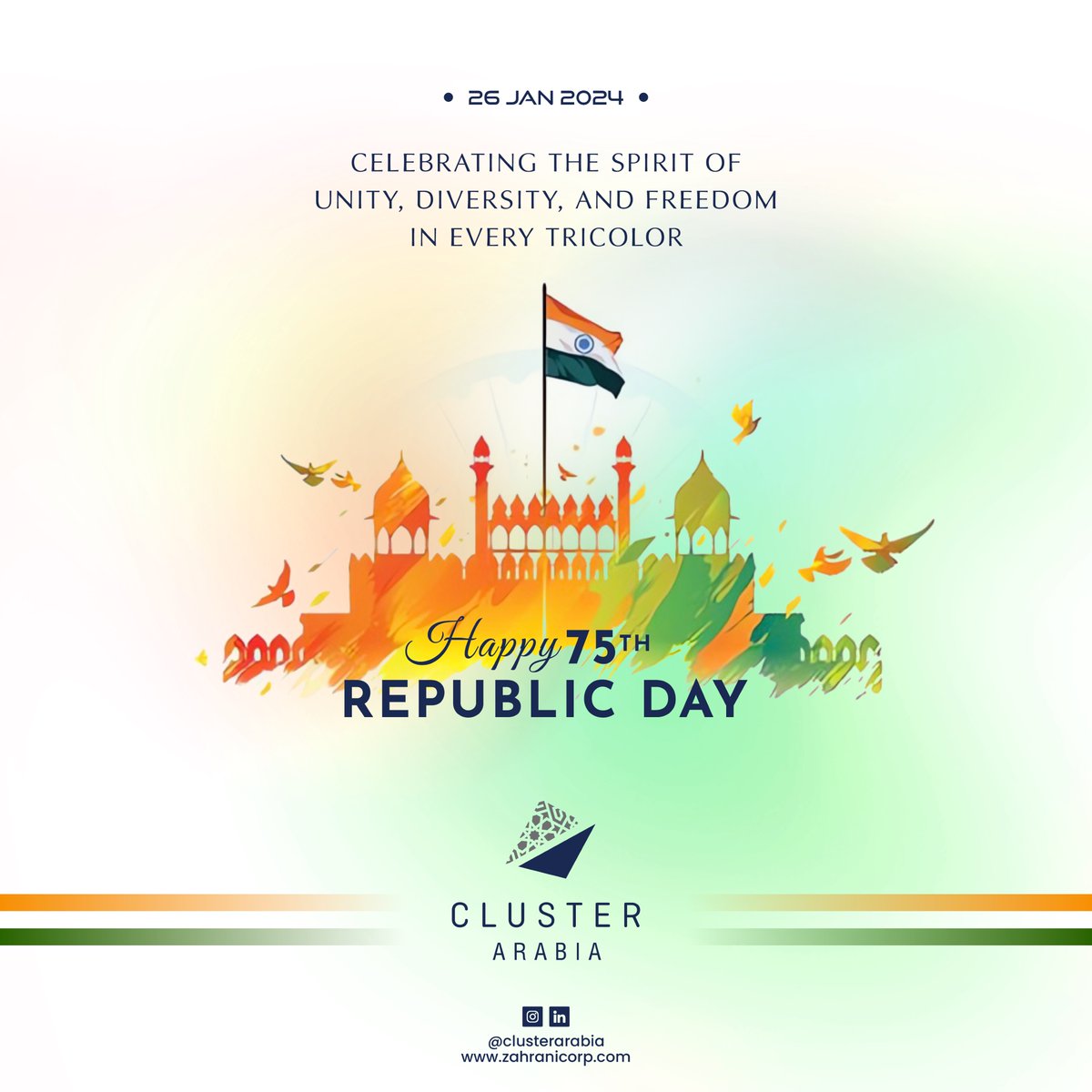 racoholding's tweet photo. 🇮🇳 Happy Republic Day, India! 🇮🇳
26 Jan, we celebrate the vibrant spirit and rich heritage of our incredible nation. Let's honor the values of justice, liberty, equality, and fraternity that form the bedrock of our constitution. 
#RepublicDay #India #UnityInDiversity #ProudIndian https://t.co/lUVeRBxnRQ