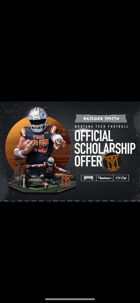 AGTG! After a great conversation with <a href="/CoachAndersonMT/">Khalin Anderson</a> I’m beyond blessed to receive my 1st scholarship offer to Montana Tech! <a href="/MonTechFootball/">Montana Tech Football</a> <a href="/CoachKyleSamson/">Kyle Samson</a> <a href="/ghs_wolfpack_fb/">Glacier Wolfpack Football</a> @GHS_recruiting <a href="/ncsa/">NCSA College Recruiting</a> <a href="/247Sports/">247Sports</a> <a href="/NickFarman55/">Nick Farman M.S.</a> 
 #Family #CountOnMe #DiggsFam2025⚒️