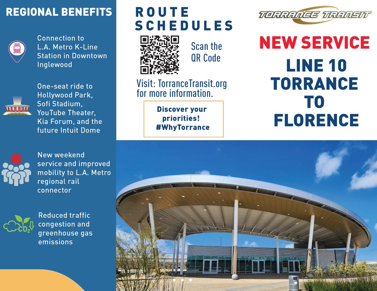 Hop on Line 10 for a seamless journey to the City of Inglewood. Explore attractions such as the So-Fi Stadium, YouTube Theater, Hollywood Park, the Kia Forum, and connect to the Metro K-Line at the Inglewood Station. Our Line 10 runs every hour, 7 days a week with a fare of $1.