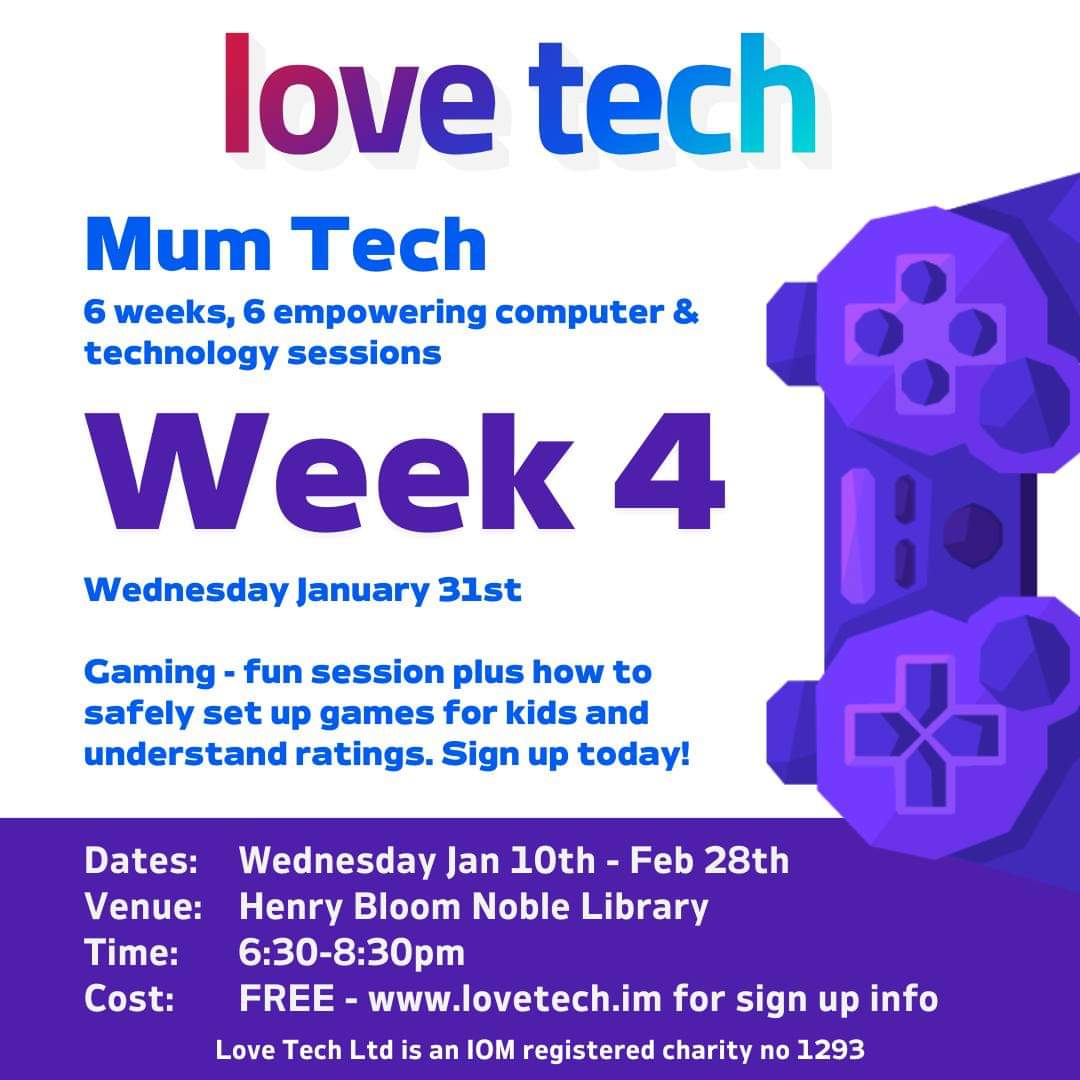 lovetechiom's tweet photo. 📢 We've still tickets left for our next Mum Tech session -  

Book yours now to tech up for 2024!🤖

For booking info here 👇

https://t.co/JOUNebiDpu

* Please note, due to weather and other issues, week 2 has been postponed to February 28th and week 3 to February 21st. https://t.co/G13o0VtS16