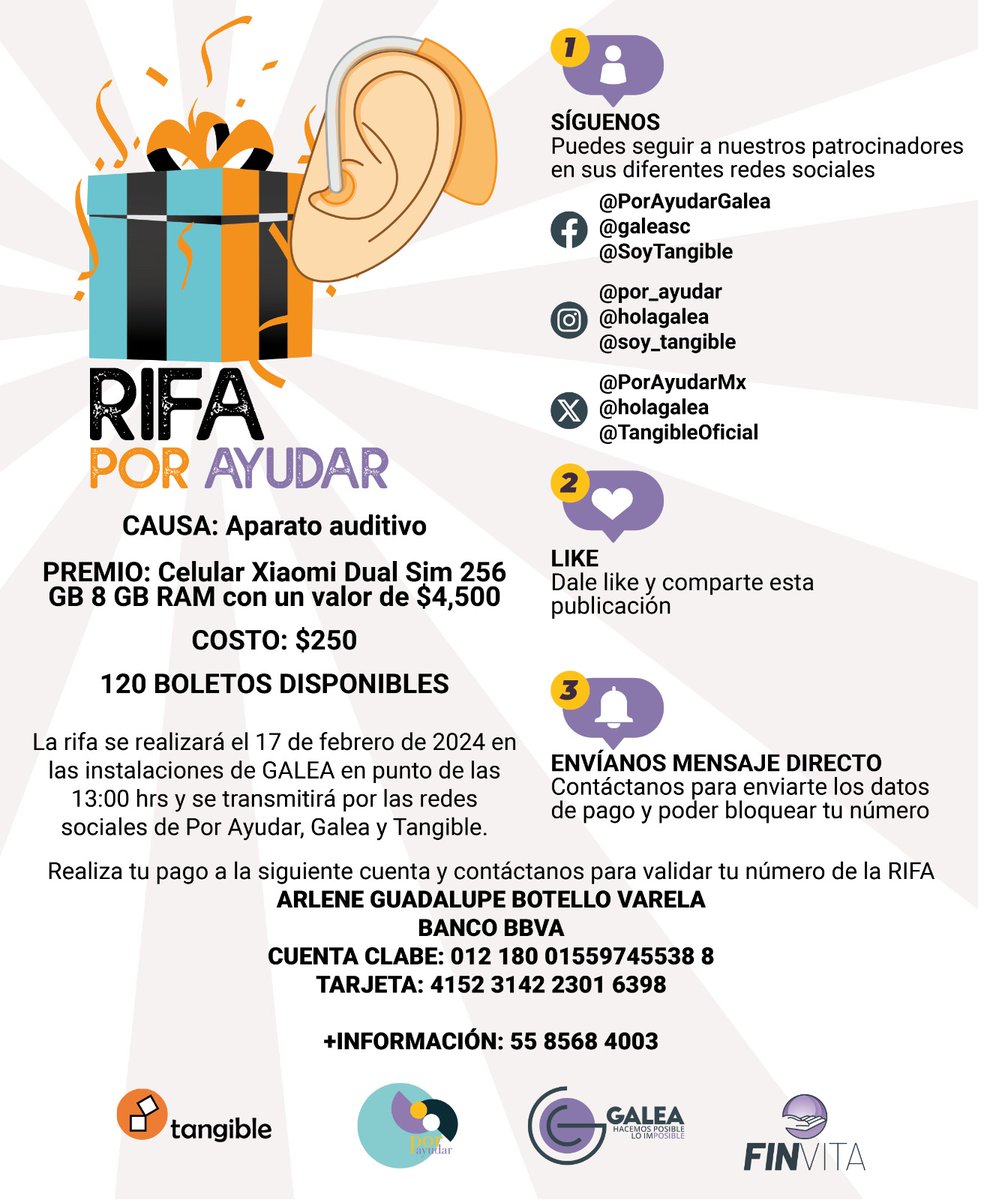 PorAyudarMx's tweet photo. Help 📢. Para apoyar a Luis🚶‍♂️, quién tiene problemas severos de audición 🔇, participa en la gran rifa 🎟️📲para la compra de su aparato auditivo 🦻 que le permita escuchar nuevamente 🙋🏻‍♂️🎧. #PorAyudarMx Solo 120 boletos, $250 pesitos c/u 🙏. Se transmitirá la rifa en vivo 📺 https://t.co/uy70Q2DiXX