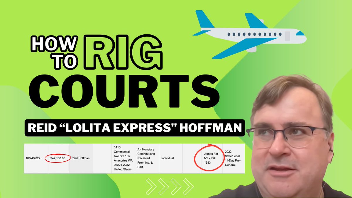 Reid “Lolita Express” Hoffman pressured LOW-IQ Letitia James to bring collateral criminal charges and the Manhattan Civil Fraud Trial at the same time he is funding this hoax with E. Jean Carroll.

This is outrageous and over the top!

Lolita Express Hoffman <a href="/ReidHoffman/">Reid Hoffman</a> gave