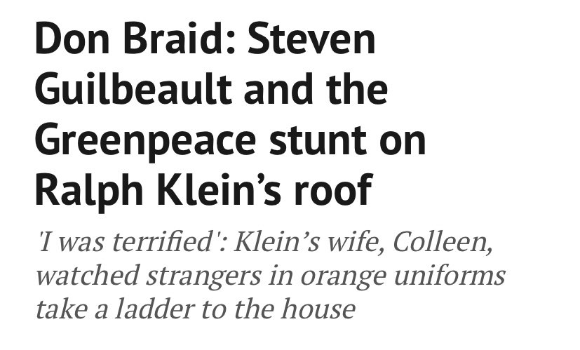 Guy who climbed on top of premier Ralph Klein’s roof and scared the hell out of his wife is suddenly concerned about political violence. 

You’re a clown. 

<a href="/s_guilbeault/">Steven Guilbeault</a>
