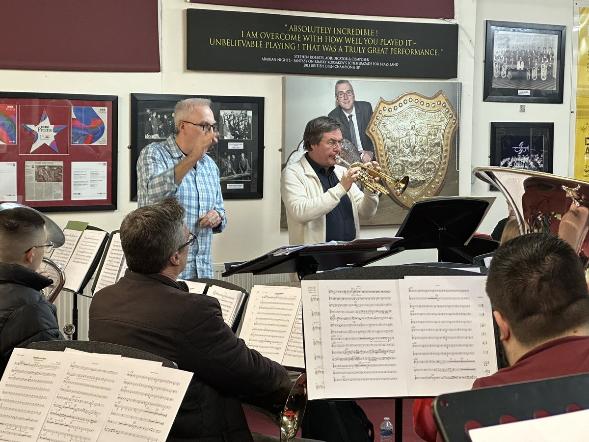 A pleasure to listen to the incomparable Matthias Hofs with @TredegarBand ahead of the @rncmlive International Brass Band Festival on Saturday. Make sure you don’t miss him - my word can the lad play with such style