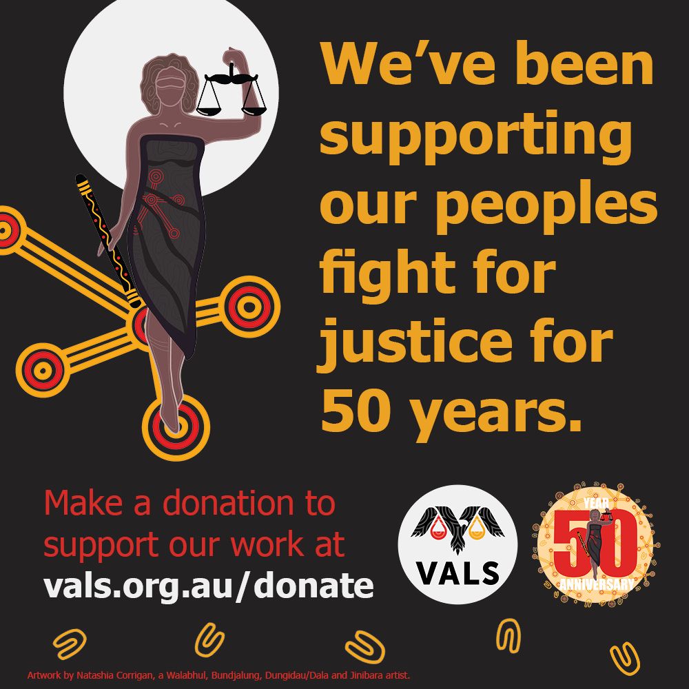 Please consider making a donation to VALS this #InvasionDay to help us support our people at vals.org.au/donate

#PayTheRent #Aboriginal #TorresStraitIslander #Mob #FirstNations #AlwaysWasAlwaysWillBe #NeverCeded #SovereigntyNeverCeded #Justice